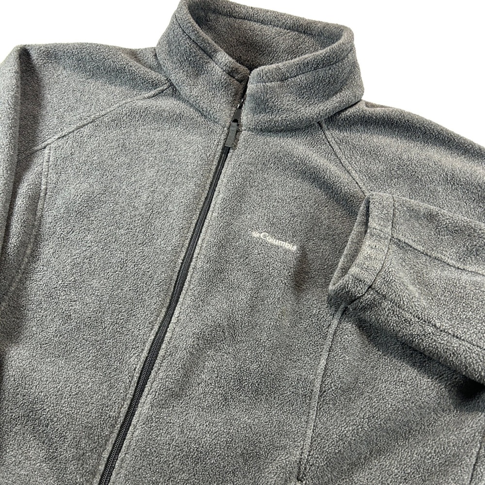 Columbia Fleece Jacket Women 3X Gray Full Zip Outdoor Layering Mock Neck